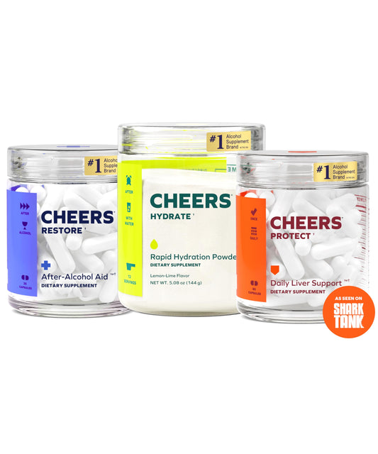 Cheers Super Combo Restore bottle with capsules for post-drinking support