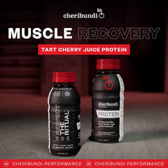 Pouring Cheribundi Protein Tart Cherry Juice for post-workout refreshment.