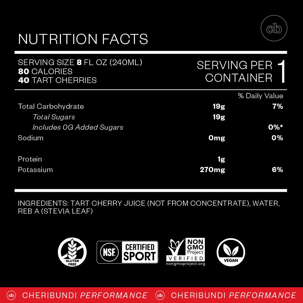 Cheribundi Sleep bottle label highlights L-Theanine and Valerian for relaxation