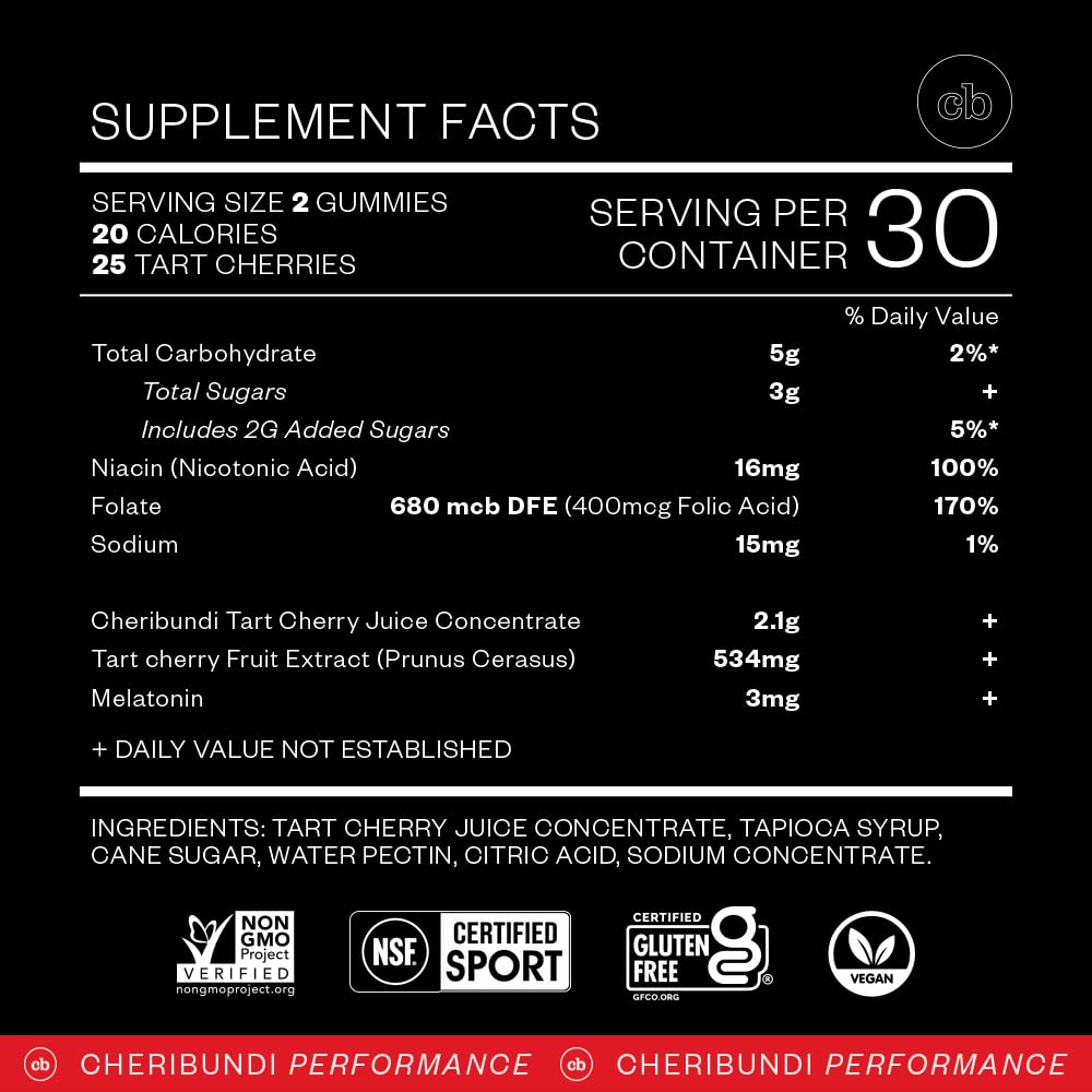 Cheribundi tart cherries natural ingredients image conveys antioxidant-forward wellness.