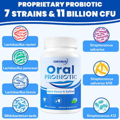 Chetjbur Oral Probiotics daily serving shows 60-day supply.