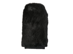 Chichester Inc rabbit fur massage mitt (black) front view for gentle, relaxing massages