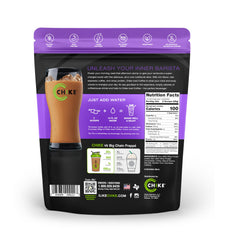 Chike Caramel High Protein Coffee glass pour highlights convenient protein boost