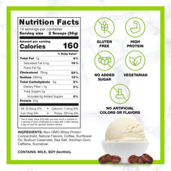 CHIKE Sweet Cream High Protein Iced Coffee bottle on counter highlighting 20 g protein.