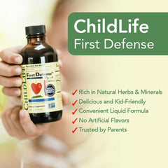 CHILDLIFE ESSENTIALS First Defense suited for kids’ routine and immune support.