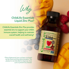 ChildLife Essentials Mango Strawberry Zinc Plus flavor appeals to kids.
