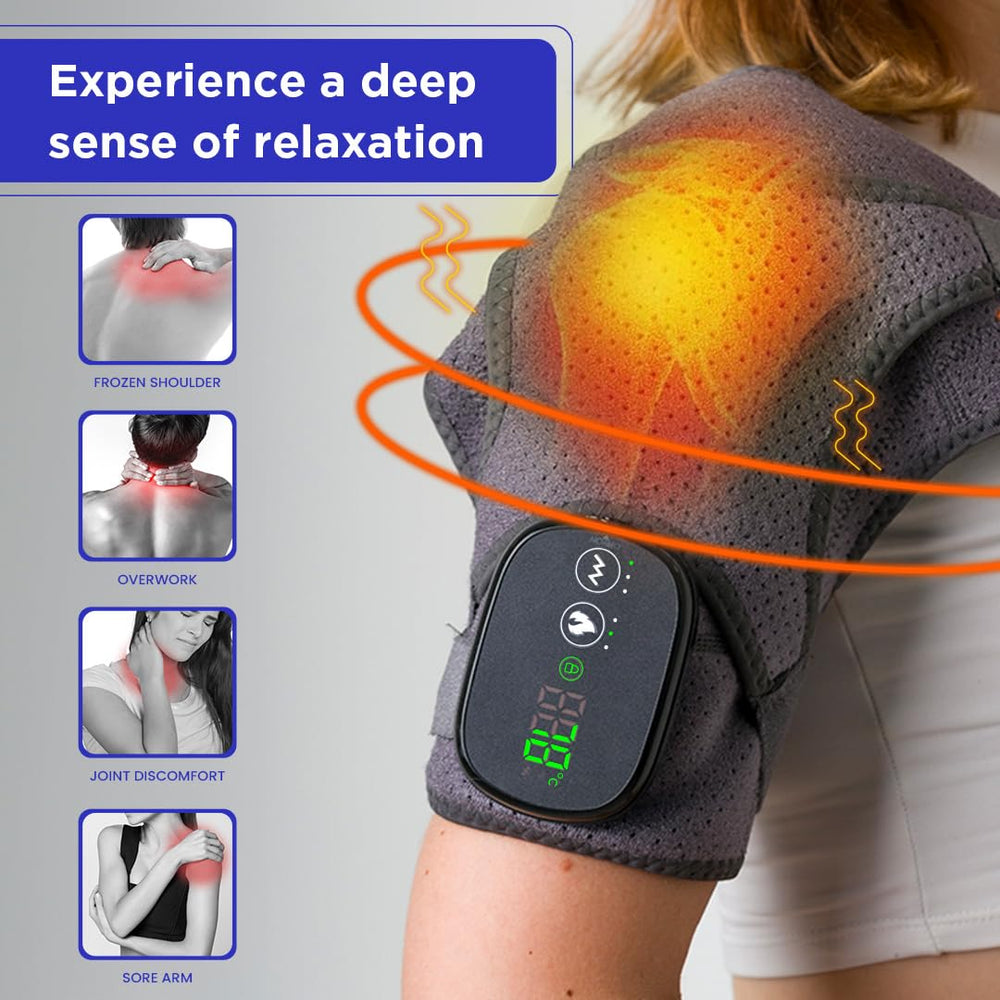 Chillora adjustable-fit shoulder wrap demonstrates universal sizing for comfortable wear