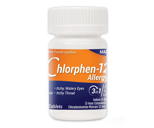 Chlor-Trimeton extended release tablets front view for allergy symptom management