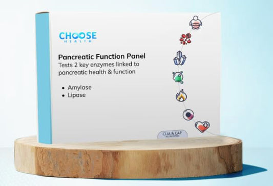 Choose Health pancreatic function test kit ready for at-home sampling and easy use.