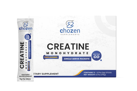 ChoZen Creatine Monohydrate stick-pack pour boosts on-the-go workout energy
