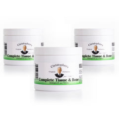 Christopher's Original Formulas Complete Tissue & Bone Ointment bottle for portable, targeted muscle and joint relief.