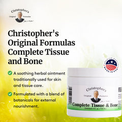 Jar of Christopher's Complete Tissue & Bone Ointment ready for use on affected areas.