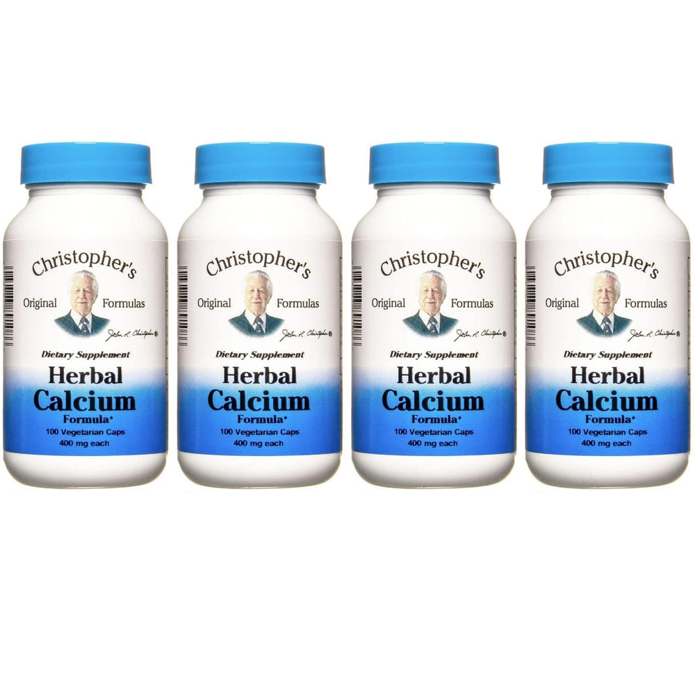 Christopher's Original Formulas Herbal Calcium bottle label highlighting natural bone support.