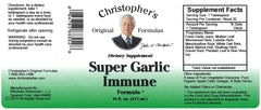 USA-made label on Christopher's Original Formulas Super Garlic Immune Syrup emphasizes purity.