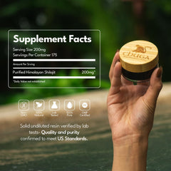 USA lab test certificate beside Chuga Shilajit resin