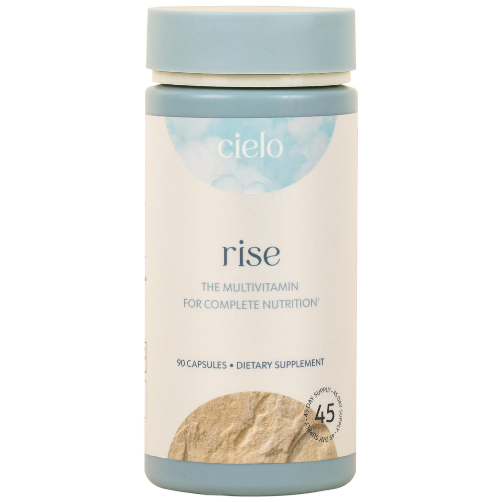 Cielo Rise bottle front for daily wellness.