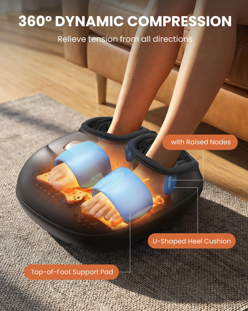CILI deep kneading nodes provide targeted relief along the arch and sole.