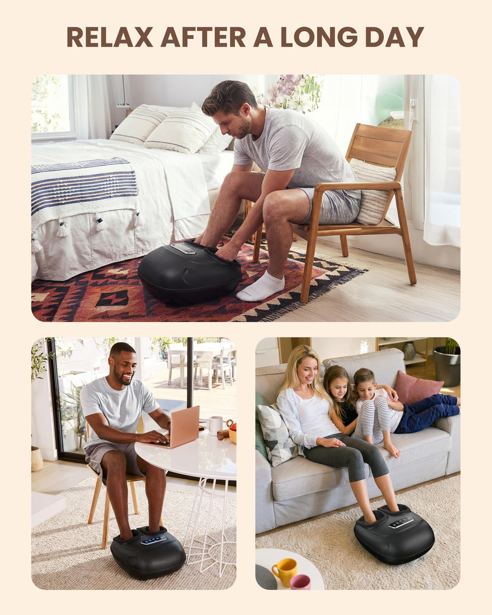 Roomy chamber accommodates larger feet up to men’s size 13.