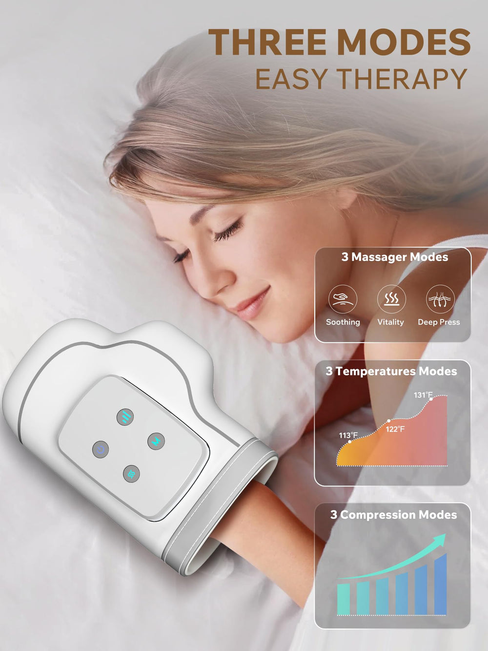 cilotus cordless hand massager three-modes highlights customizable therapy options.