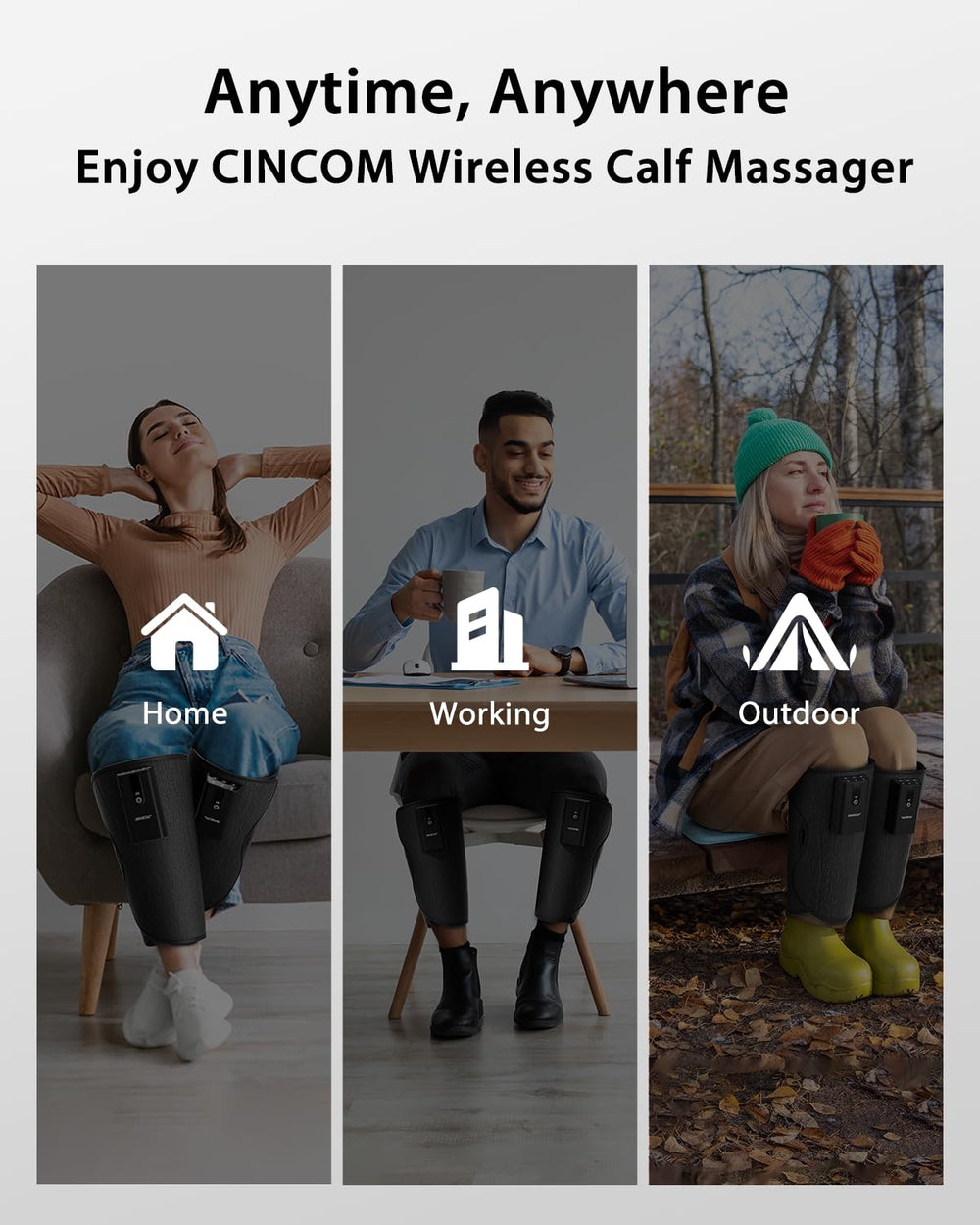 CINCOM leg massager in office setting for post-workout relief