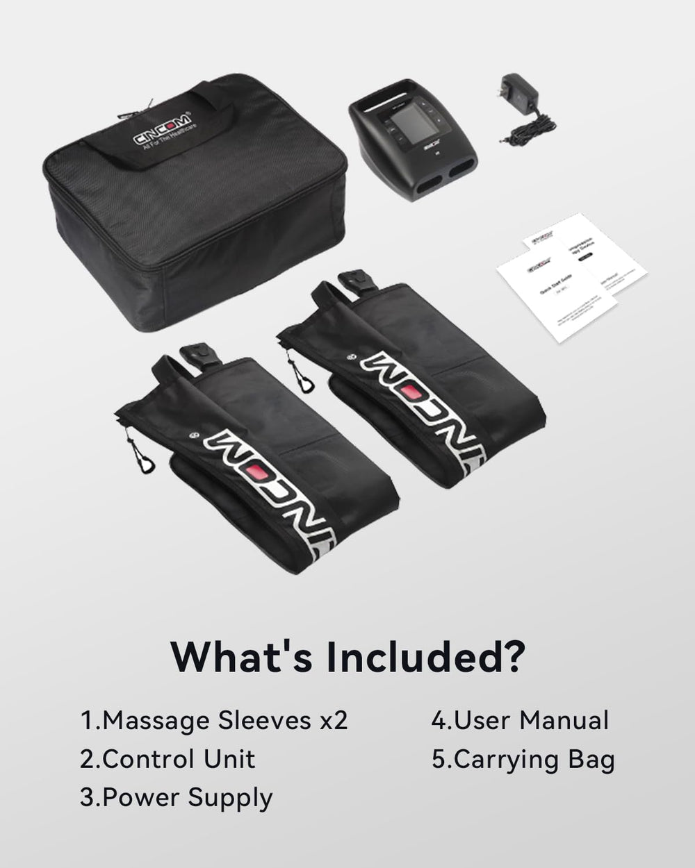 CINCOM zone massage targets feet and calves for comfort.