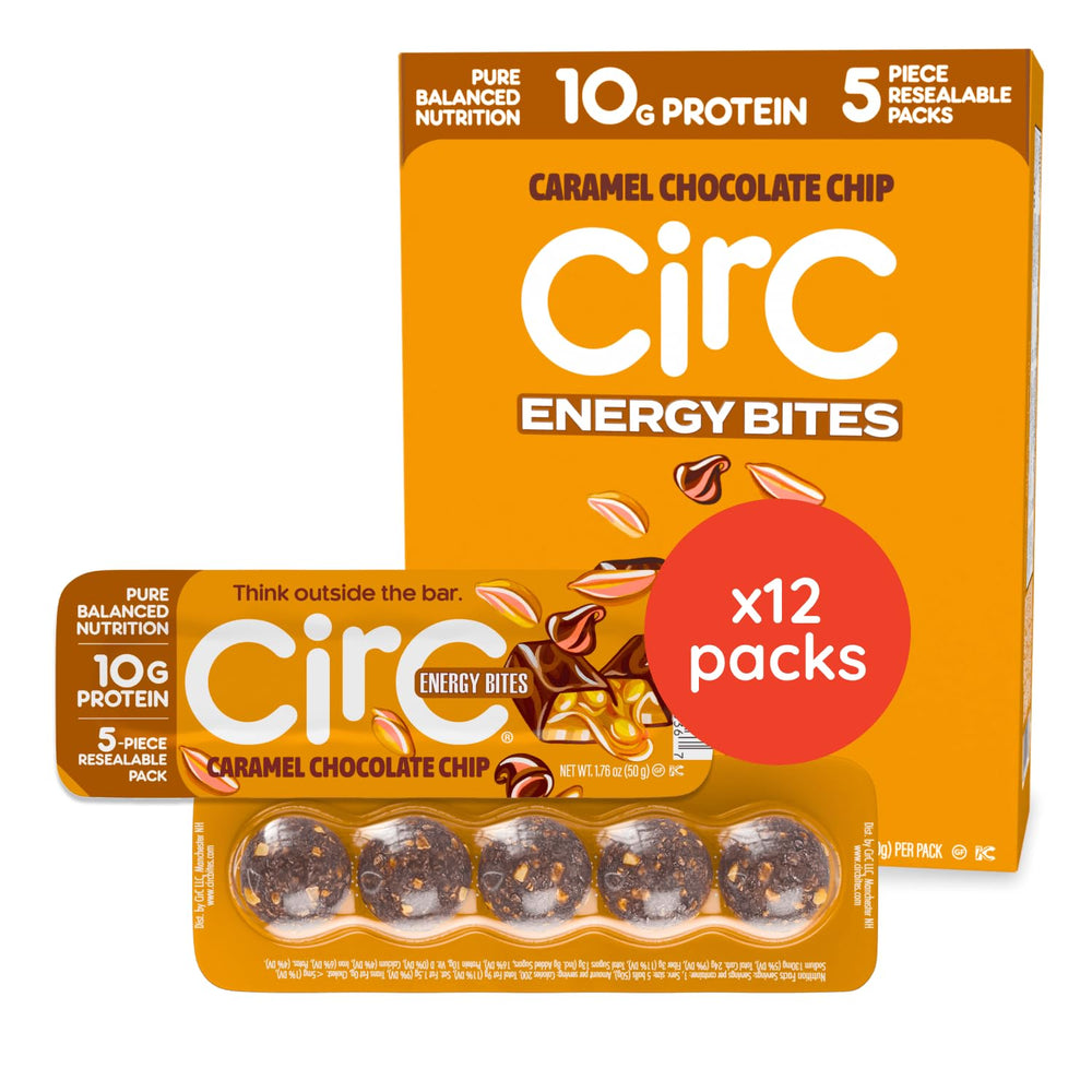 CirC Energy Bites 12-pack in resealable tray for on-the-go protein.