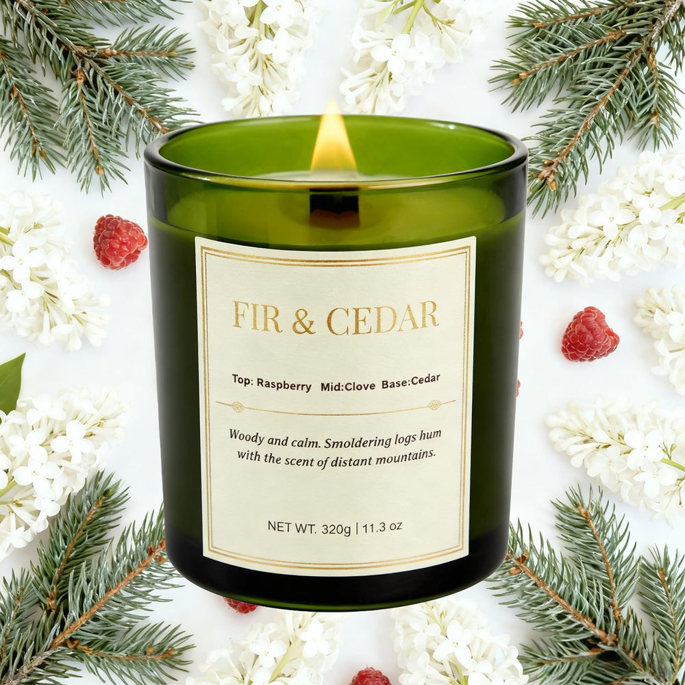CJVIUS wood wick candles in cedarwood provide a warm home atmosphere