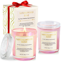 CJVIUS sandalwood rose candle with wooden wick crackling for cozy evenings.