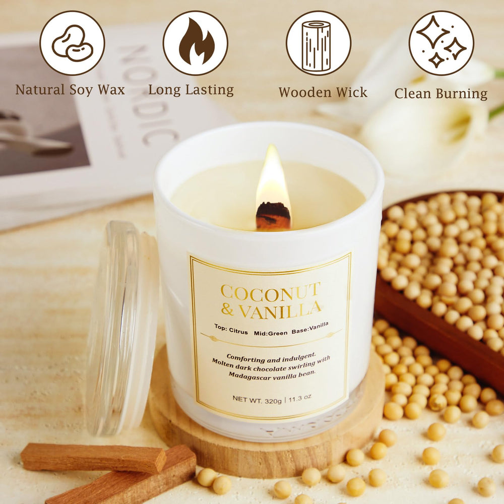 CJVIUS crackling wood wick creates a cozy fireplace-like atmosphere.
