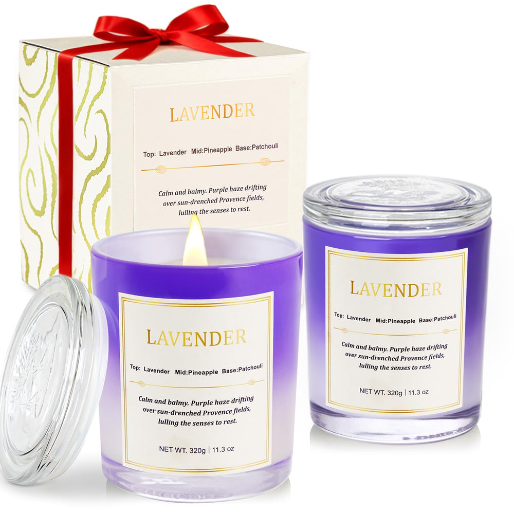 CJVIUS Lavender Candle Gift Set in elegant gift boxes for cozy nights.