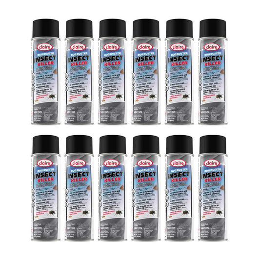 Claire Bug Buster 15oz bottle shown for indoor and outdoor use against flying insects.
