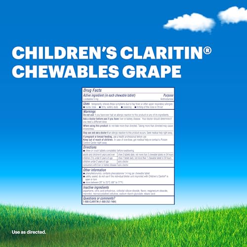 Grape-flavored Claritin chewables designed for kid-friendly tasting