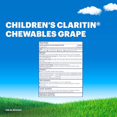 Grape-flavored Claritin chewables designed for kid-friendly tasting