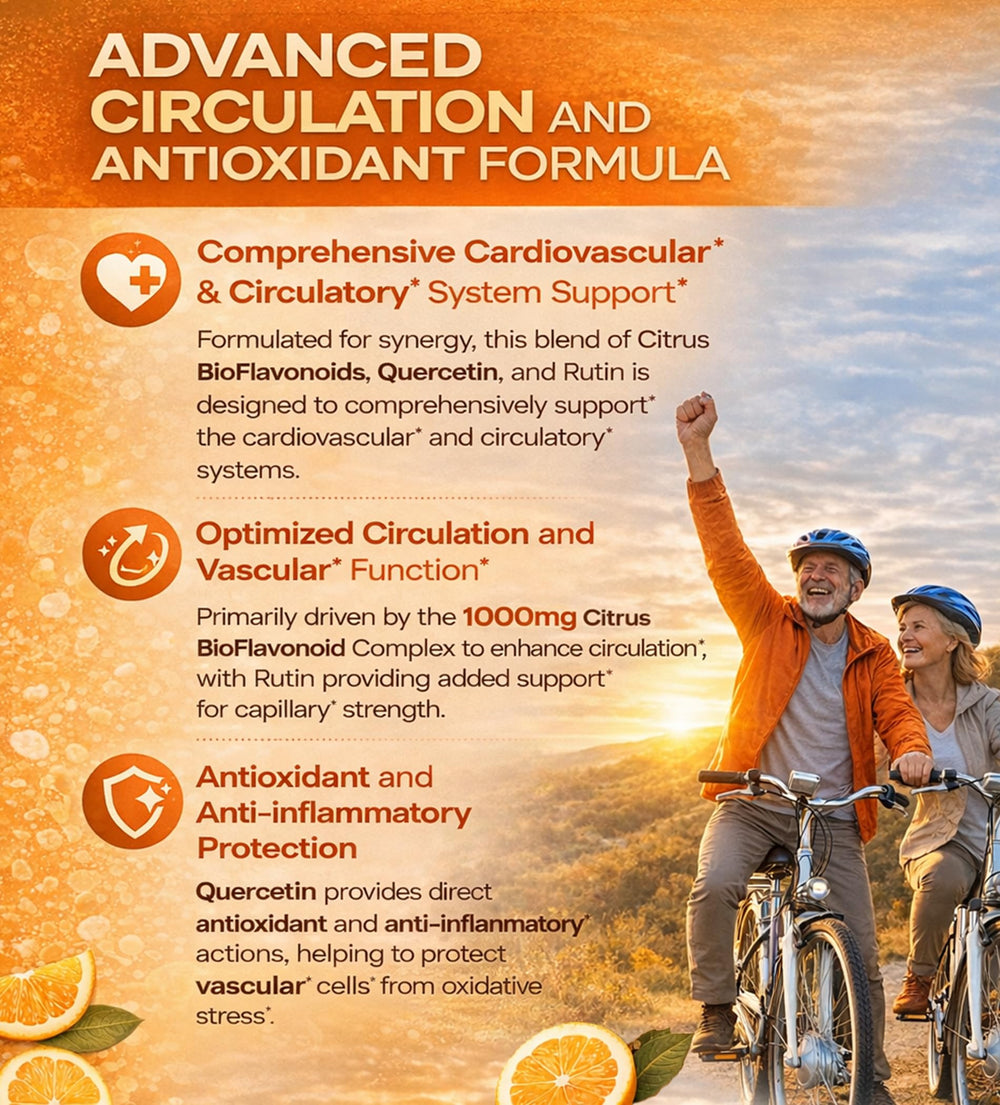 Clarusph bioflavonoids capsules close-up showcasing vegan antioxidant formulation.