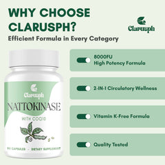 Close-up of CoQ10 and nattokinase ingredients on label