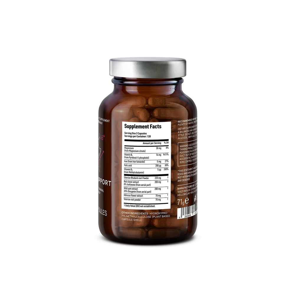 CLAV Meno Balance amber glass bottle, highlighting recyclable packaging.