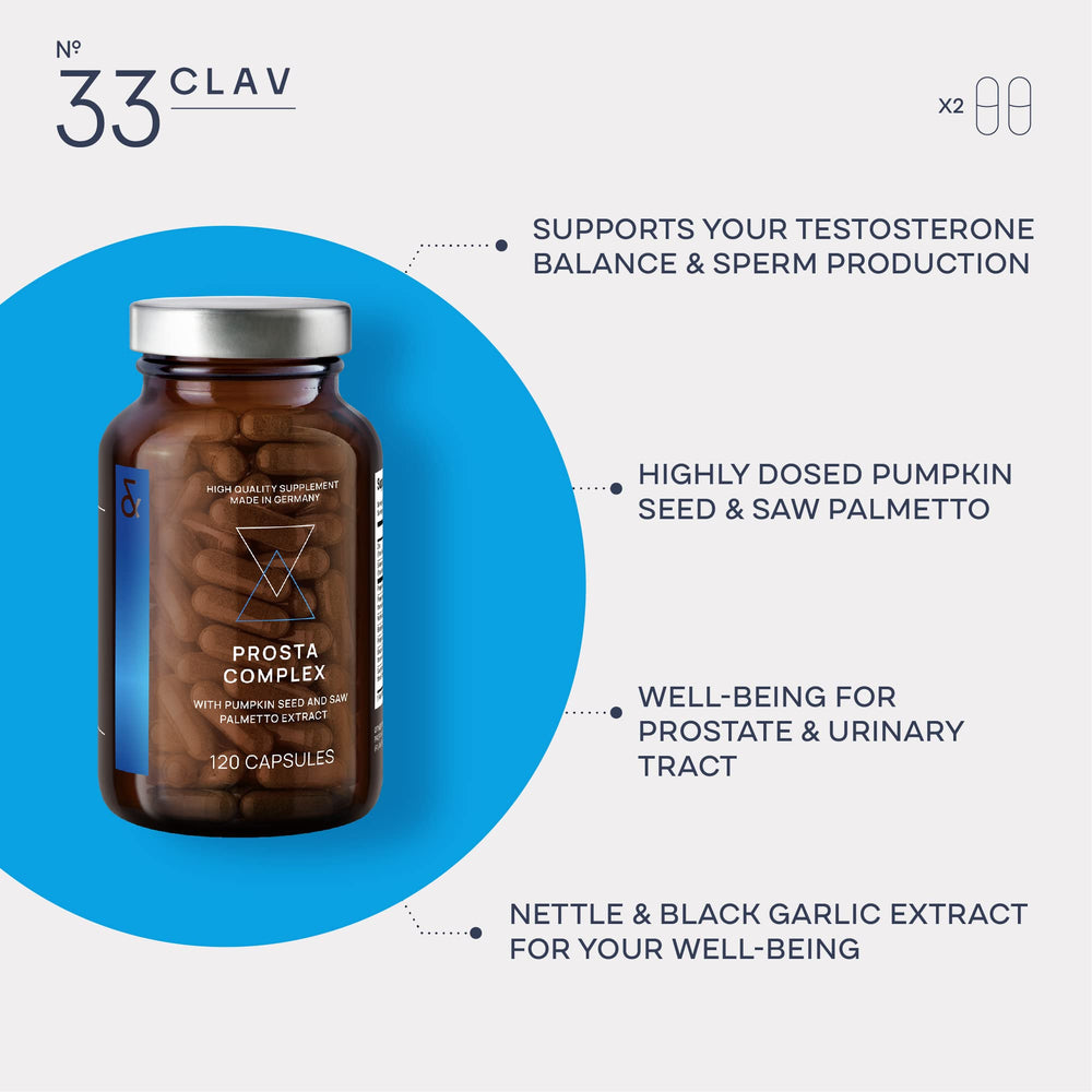 Saw palmetto imagery with CLAV Prostate Health signaling potential prostate support.