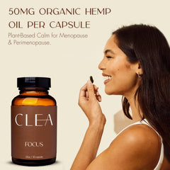 CLEA Midlife Focus capsules in hand for daily routine