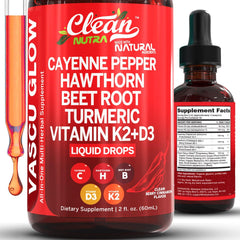 Clean Nutra Cayenne Pepper Drops bottle pour for everyday vitality.