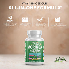 Clean Nutra Moring-Go ingredients round-up highlights moringa, turmeric, ginger