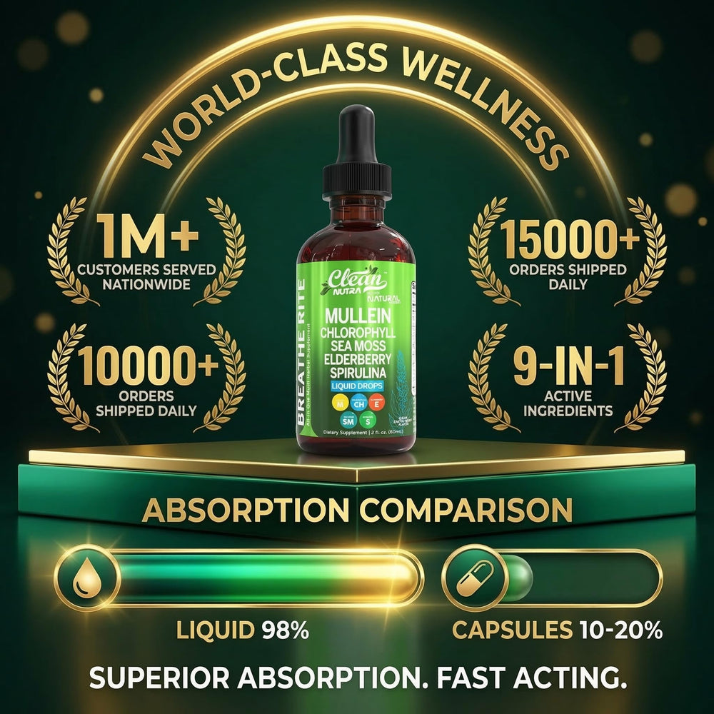 Clean Nutra Mullein Leaf liquid dropper for lung-friendly herbal blend