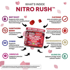Nitro Rush bottle being poured showing strawberry-pineapple flavor for a tasty daily routine.