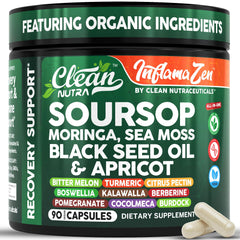 Clean Nutra Soursop supplement bottle shows antioxidant-focused formula