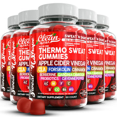 Clean Nutra Sweat N' Shape gummies with apple cider vinegar for daily energy and lean-muscle support.