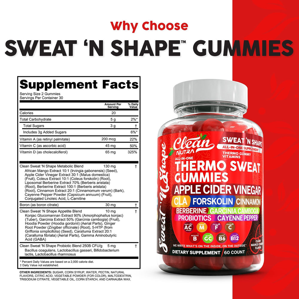 Clean Nutra Sweat N' Shape garcinia cambogia supporting appetite control for active living.