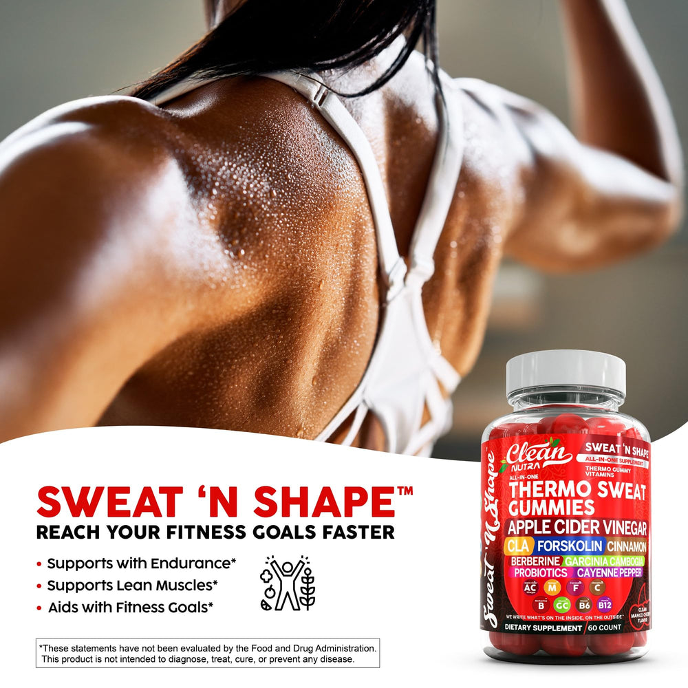 Clean Nutra Sweat N' Shape probiotic with African mango for digestion and gut wellness.