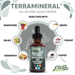Gluten-free Terra Mineral Shilajit drops formula in a convenient bottle.