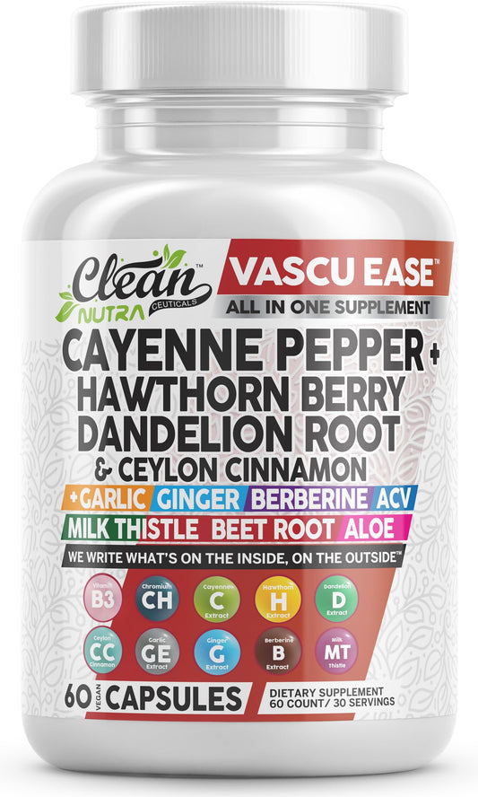 Clean Nutra Vascu Ease capsules bottle for vascular wellness support