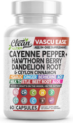 Clean Nutra Vascu Ease capsules bottle for vascular wellness support
