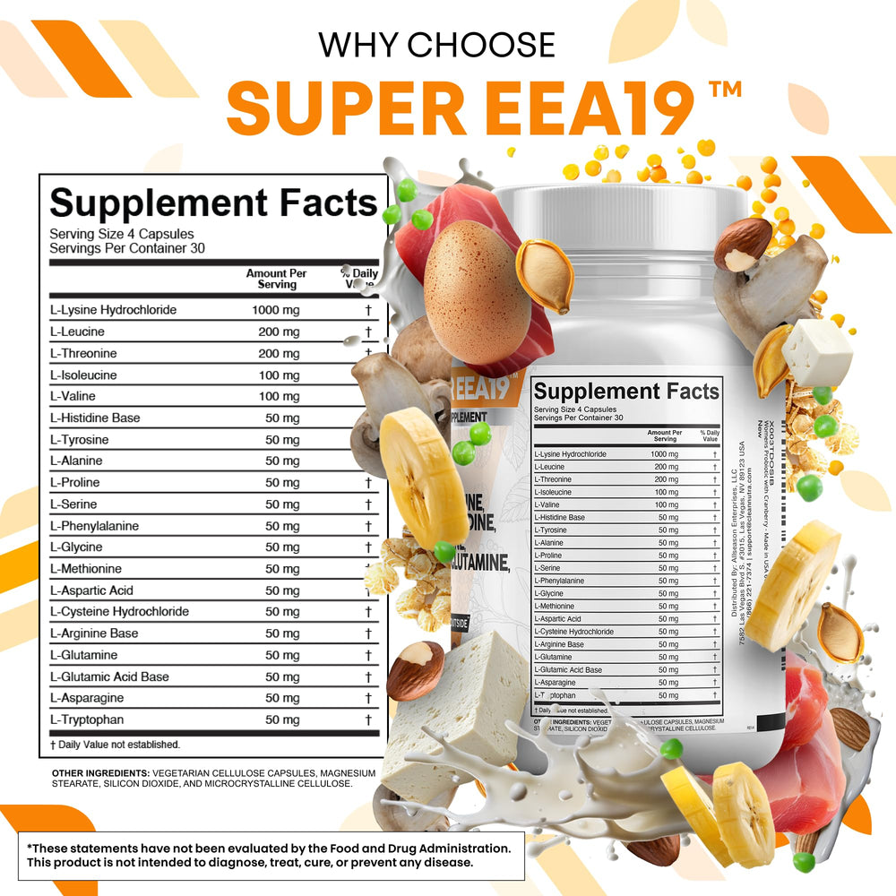 Clean Nutraceuticals amino acids ingredients closeup features leucine, lysine, glutamine for overall wellness